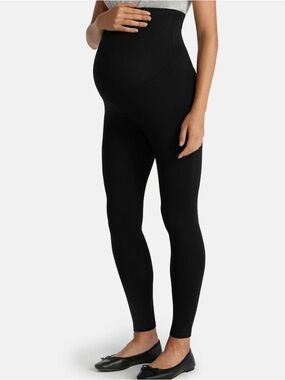 Time & Tru Maternity Over Belly Leggings Small‎ 4-6 Black Soot Ankle Stretch New